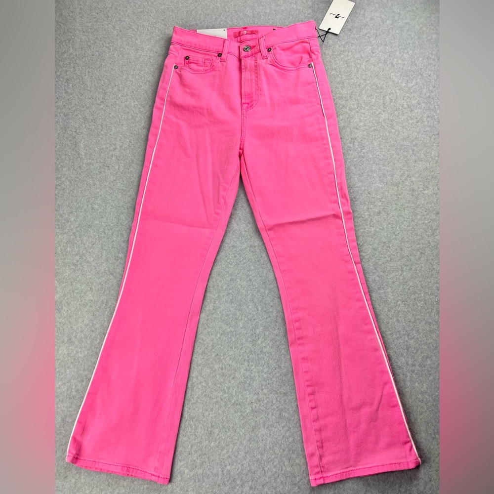 7 For All Mankind Jeans Womens Pink High Waist Slim Kick Stripe Denim Barbiecore
